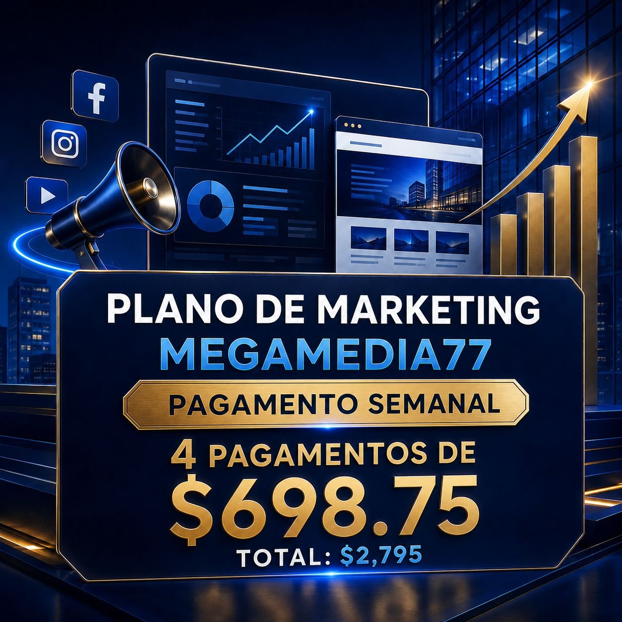 Plano de Marketing MegaMedia77 — Pagamento Semanal (4x)